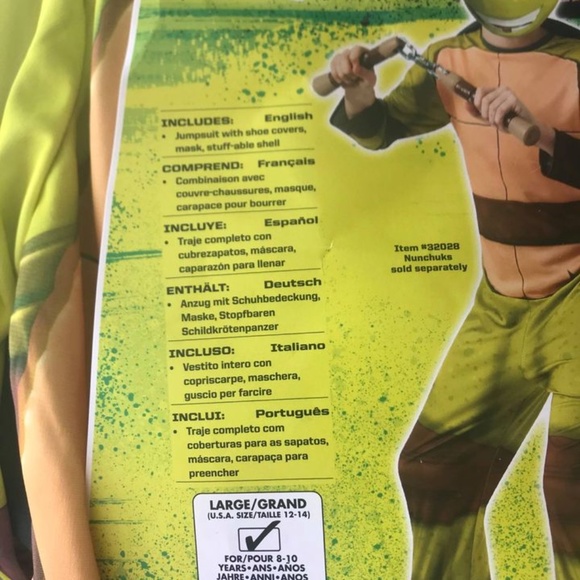Child's Lg(12-14) Michelangelo Teenage Mutant Ninja Turtle Halloween Costume - Picture 2 of 4